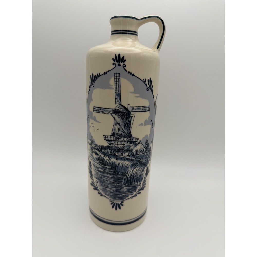 Blue Delft Bols Distilleries Holland Ceramic Gin Jug Windmill Decanter 700ml